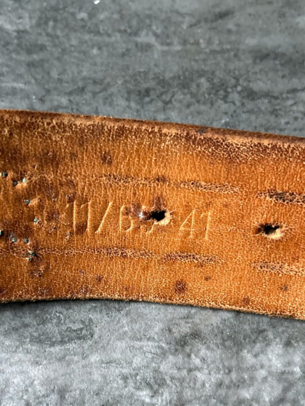 Vintage Black Leather Studded Belt with Blue & Clear Gems — No Buckle - Picture 5 of 7
